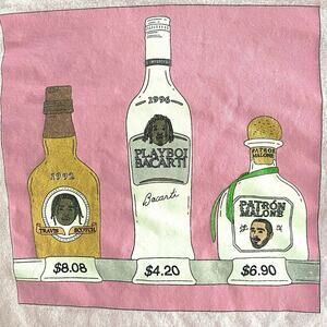 SOMEHOODLUM Rap Artists Puns Liquor Novelty Pink Short Sleeve Tee Unisex Medium